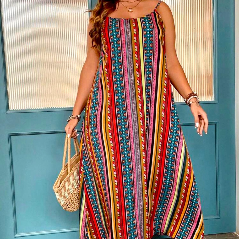 SHEIN Plus Geo Print Cami Dress